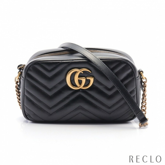 Gucci Handbags - Gucci GG Marmont chain Shoulder Bag black leather